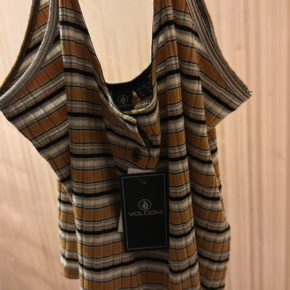 NWT! VOLCOM Stone Stripe Womens Crop Cami Yellow Combo Stone Stripe Medium XL - Picture 7 of 12